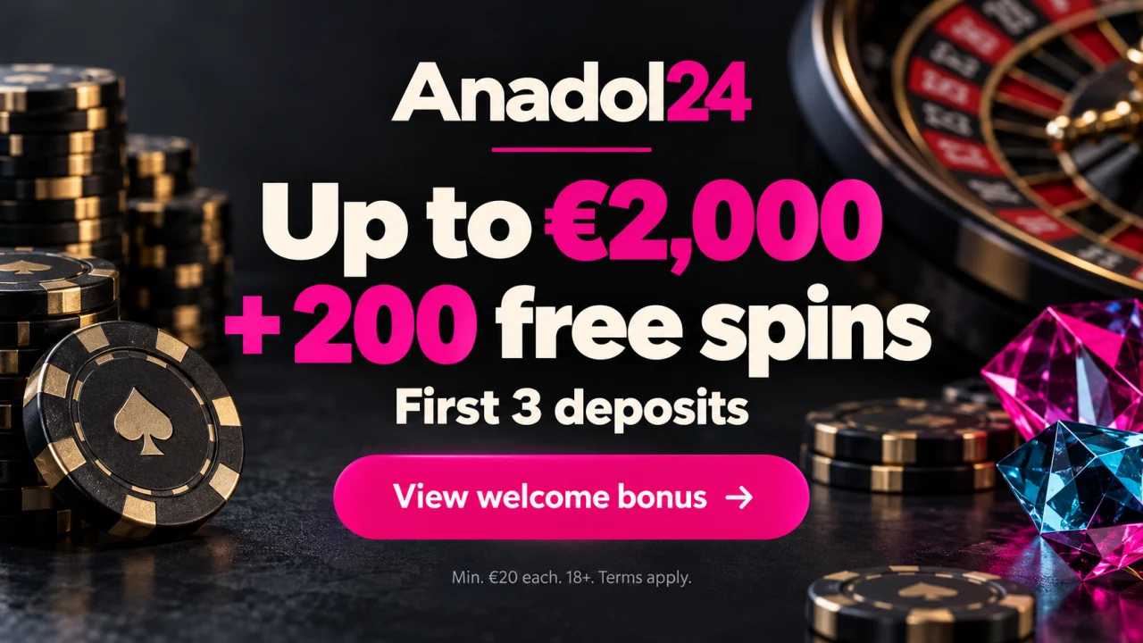 Anadol24: up to €2,000 and 200 free spins across your first 3 deposits. View welcome bonus. Minimum €20 each. 18+. Terms apply.